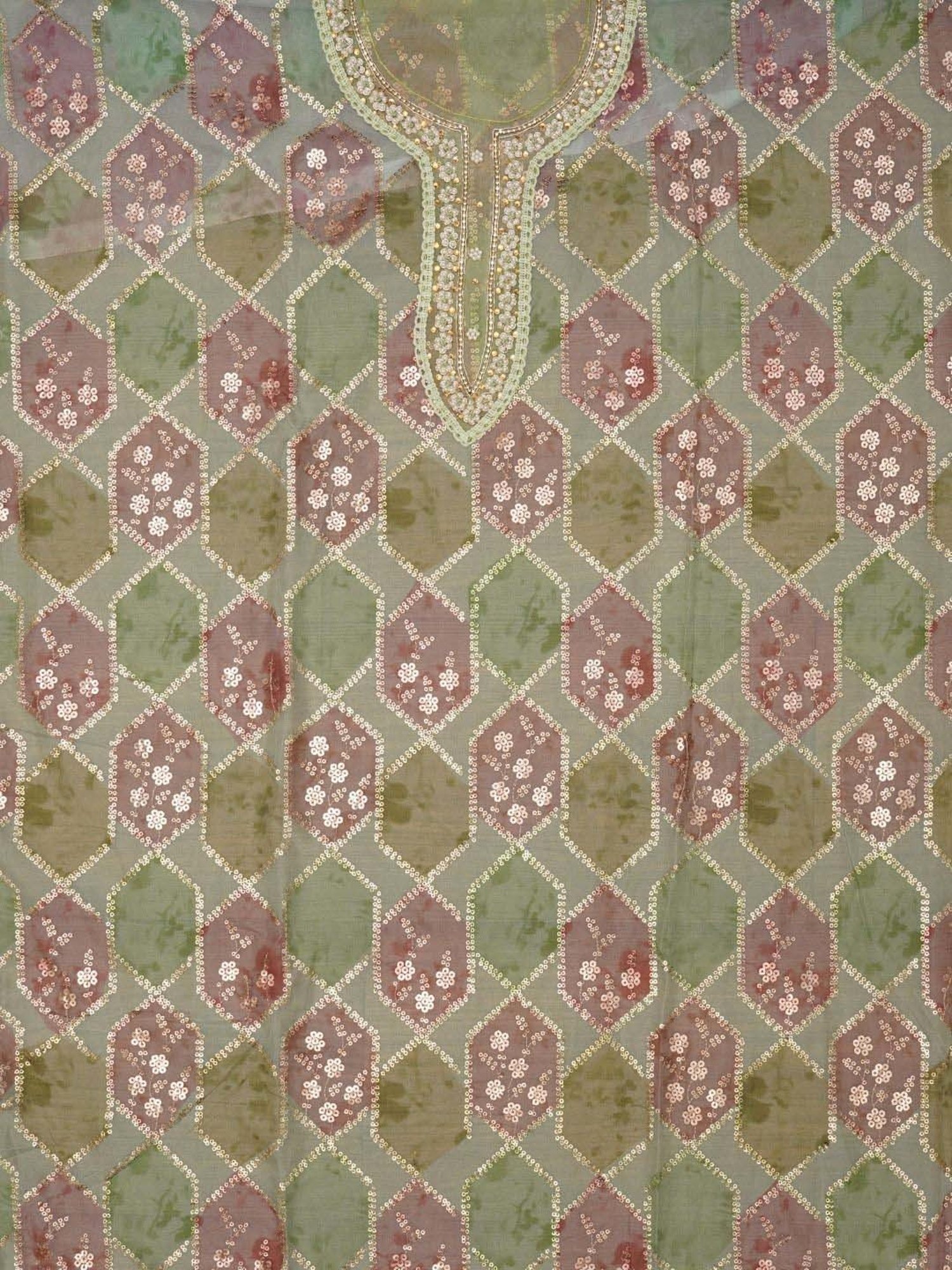 Jaipur Kurti Green Embroidered Unstitched Dress Material