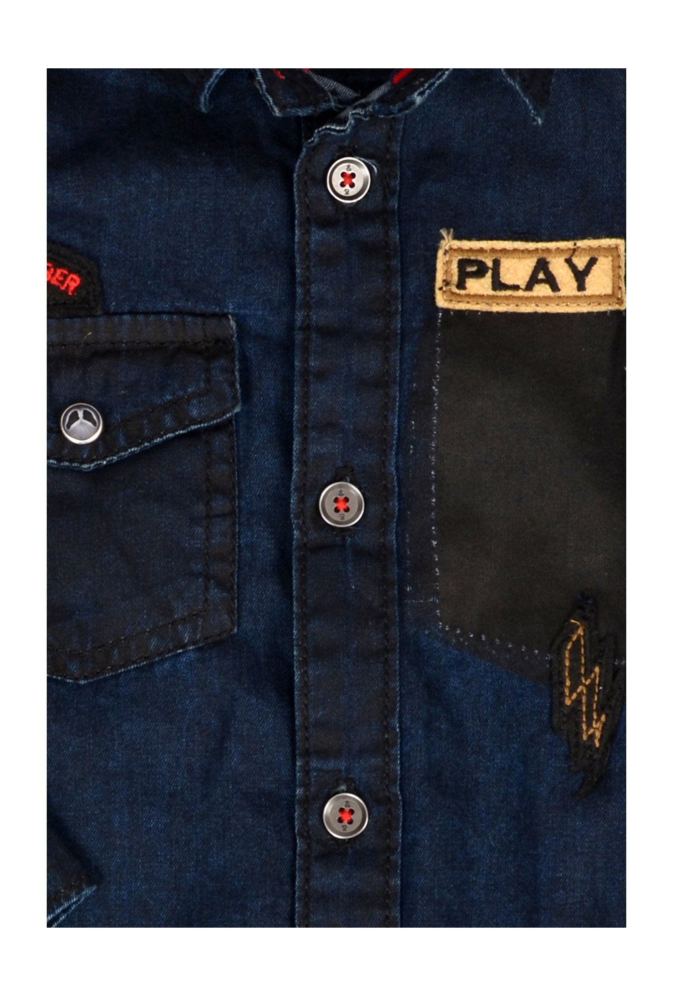 Tales & Stories Kids Dark Blue Applique Shirt