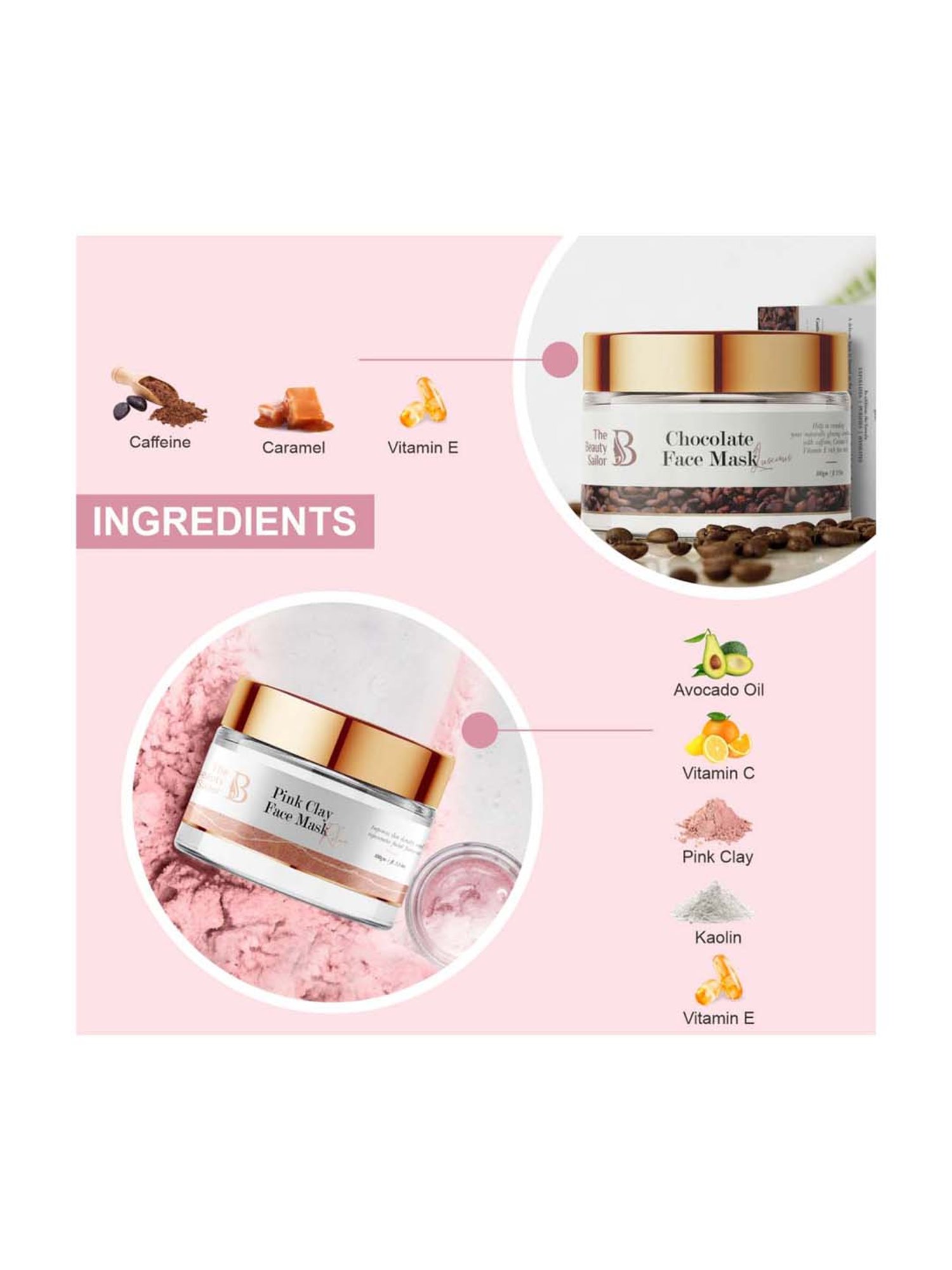 The Beauty Sailor Chocolate Face Mask & Anti Aging Pink Clay Face Mask