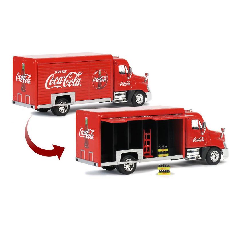 Beverage Delivery Truck "Coca-Cola" with Handcart and 4 Bottle Cases 1/50 Diecast Model by Motorcity Classics