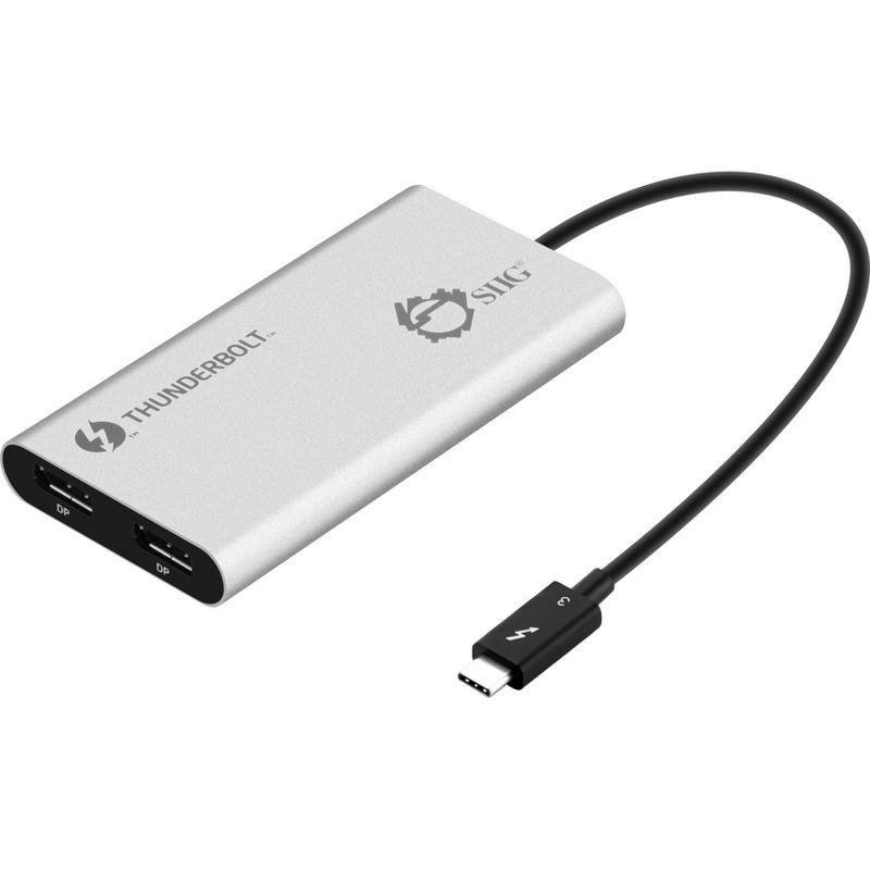 SIIG Thunderbolt V3 (USB-C) to Dual DisplayPort Adapter - DP, 1.2 4K@60Hz - 10.60" DisplayPort/USB A/V Cable for Monitor, Audio/Video Device, Notebook