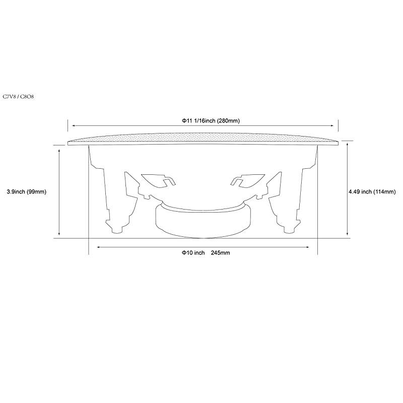 C7V8 Ceiling Speaker in Wall 8" Set of 1 70V Water-Resistant Speakers Perfect for Damp and Humid Indoor/Outdoor Placement - Bath, Kitchen, Covered Porches