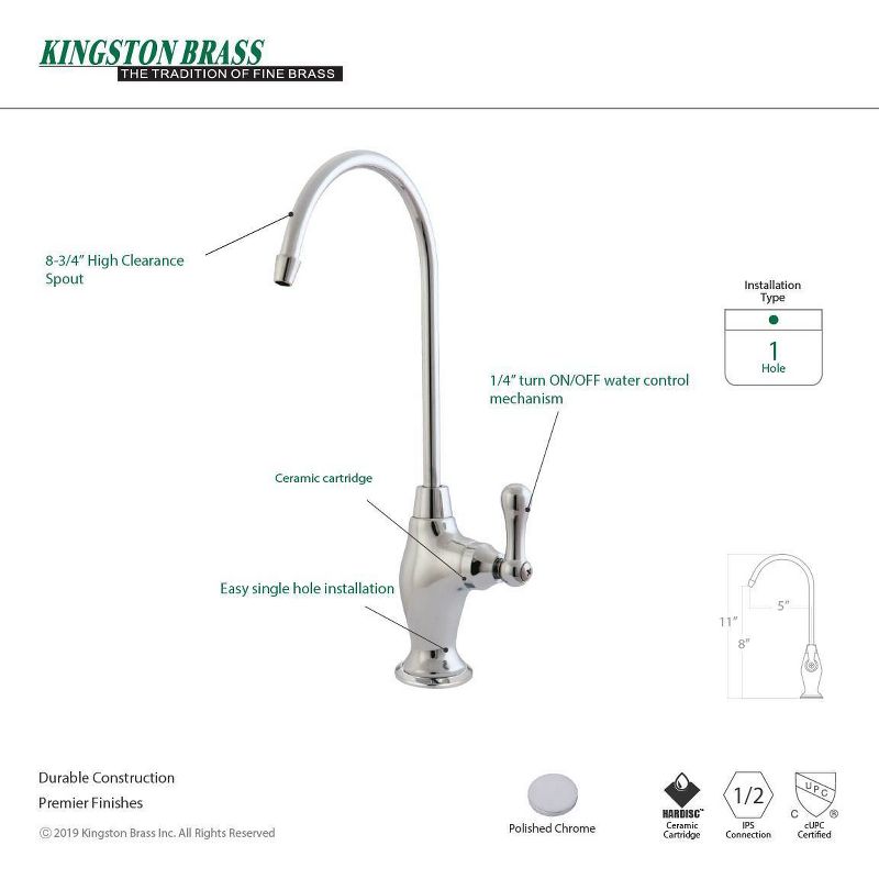 Restoration Water Filter Kitchen Faucet Chrome - Kingston Brass