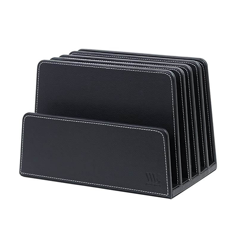 Multi Device Stand Organizer for Smartphones Tablets and Laptops Black PU Executive Leather 5 Slots