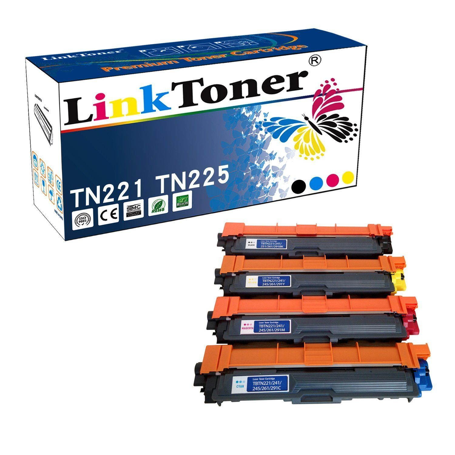 4PK TN221 TN225 BCMY High Yield Toner Cartridge for Brother HL-3140CW HL-3170CDW