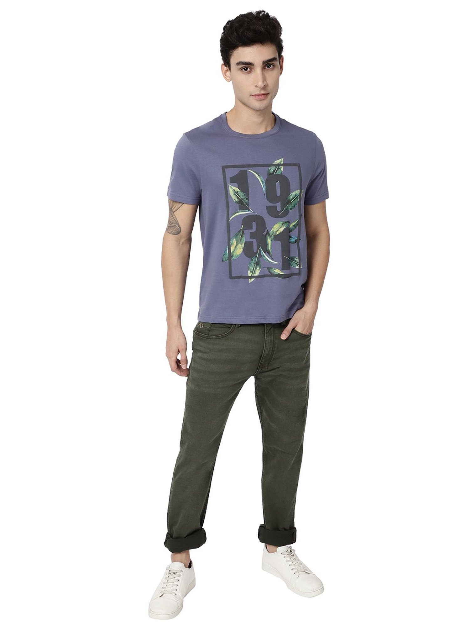 AD by Arvind Blue Crew T-Shirt