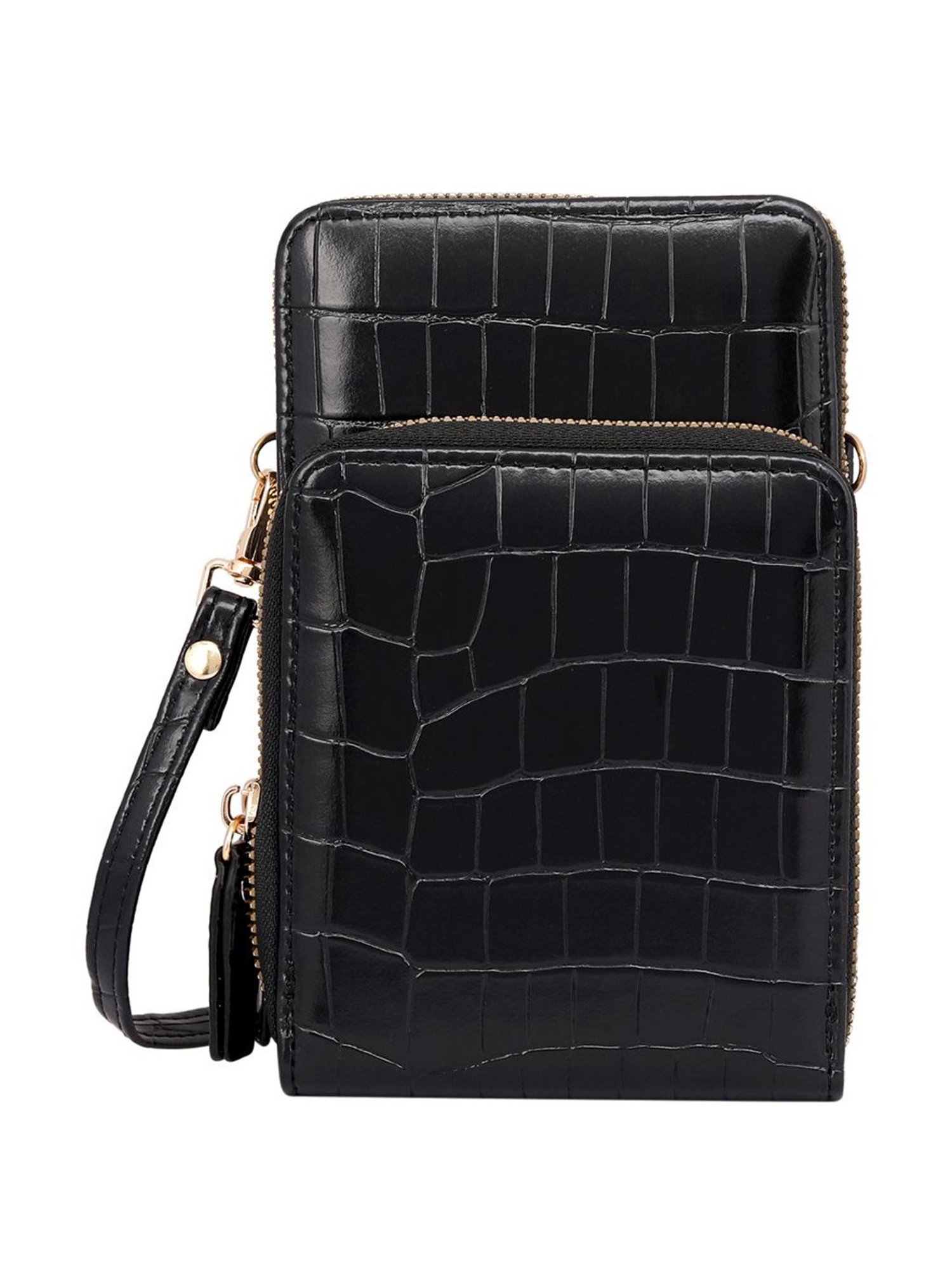 Lino Perros Black Textured Mobile Pouch