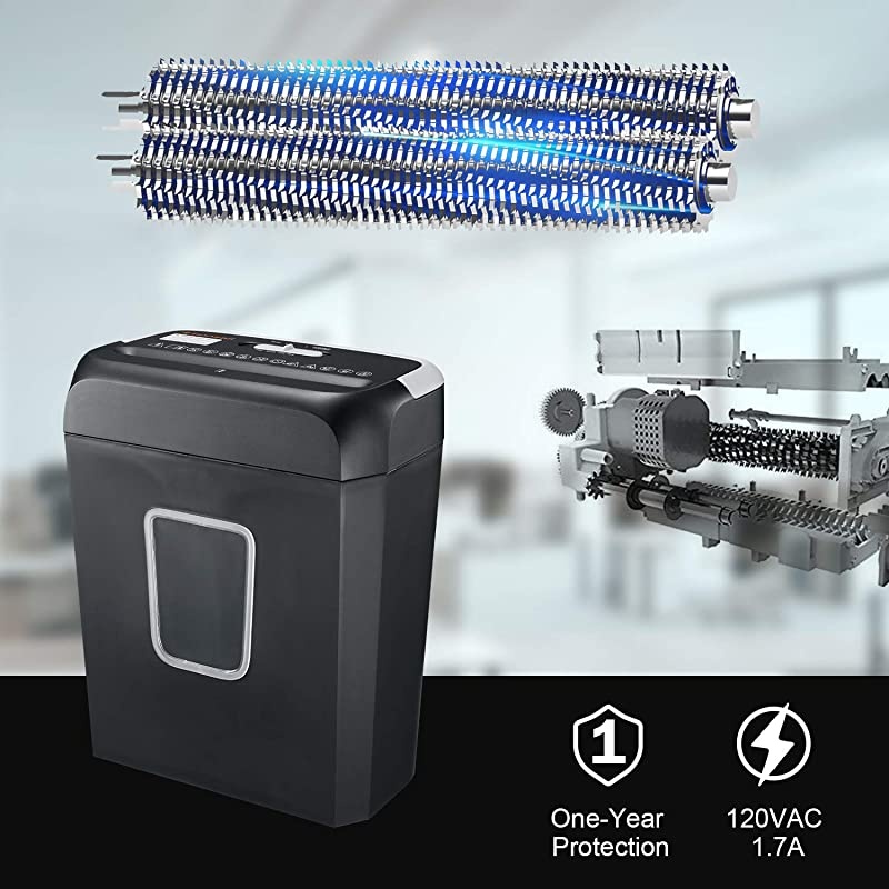 Shredder for Home,  6 Sheet Cross Cut Paper Shredder and Credit Card Small Home Office Use Shredder, Portable Handle Design with 3.4 Gallons Wastebasket (C237-B)