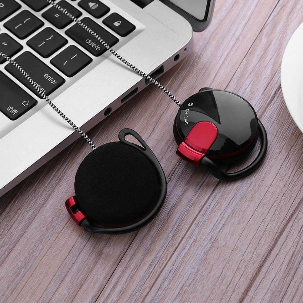 3.5mm Wired Gaming Headset On-Ear Sports Headphones Ear-hook Music Earphones w/ Microphone In-line Control for Smartphones Tablet Laptop Desktop PC