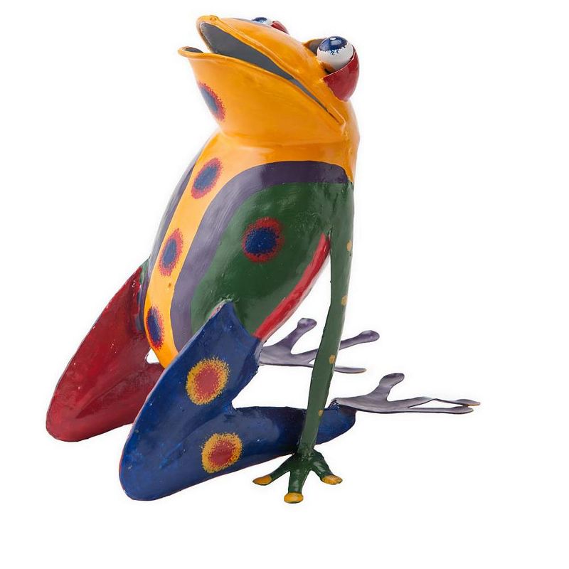 Wind & Weather Handcrafted Colorful Metal Yoga Frog Sculptures, Set of 4