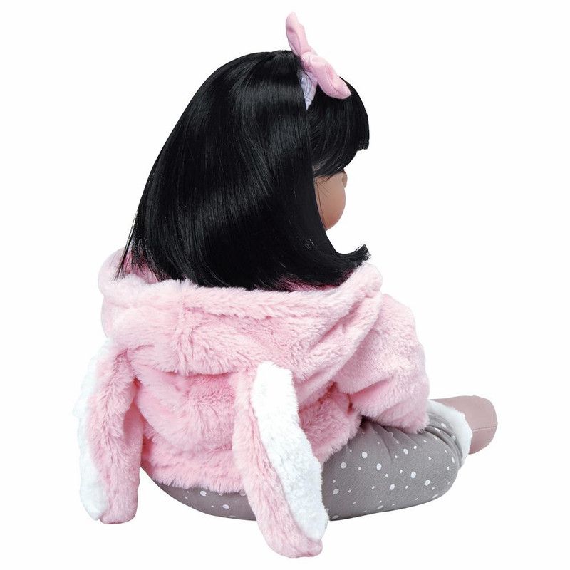 Adora Toddler Doll Cotton Tail with bunny graphic outfit, fluffy sweater with bunny ears hood and fur trim boots