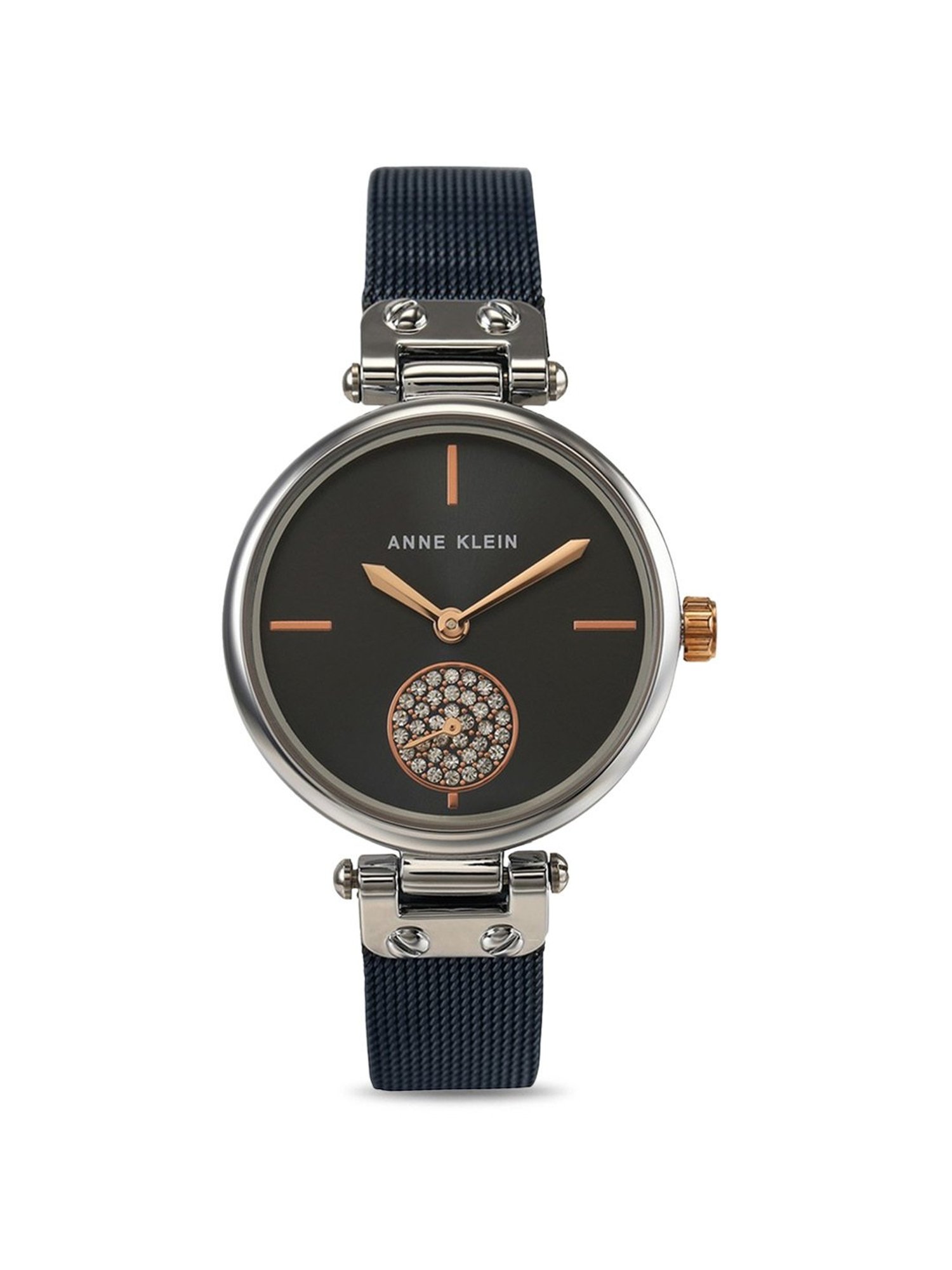 Anne Klein NDAK3001BLRT Crystals Analog Watch for Women