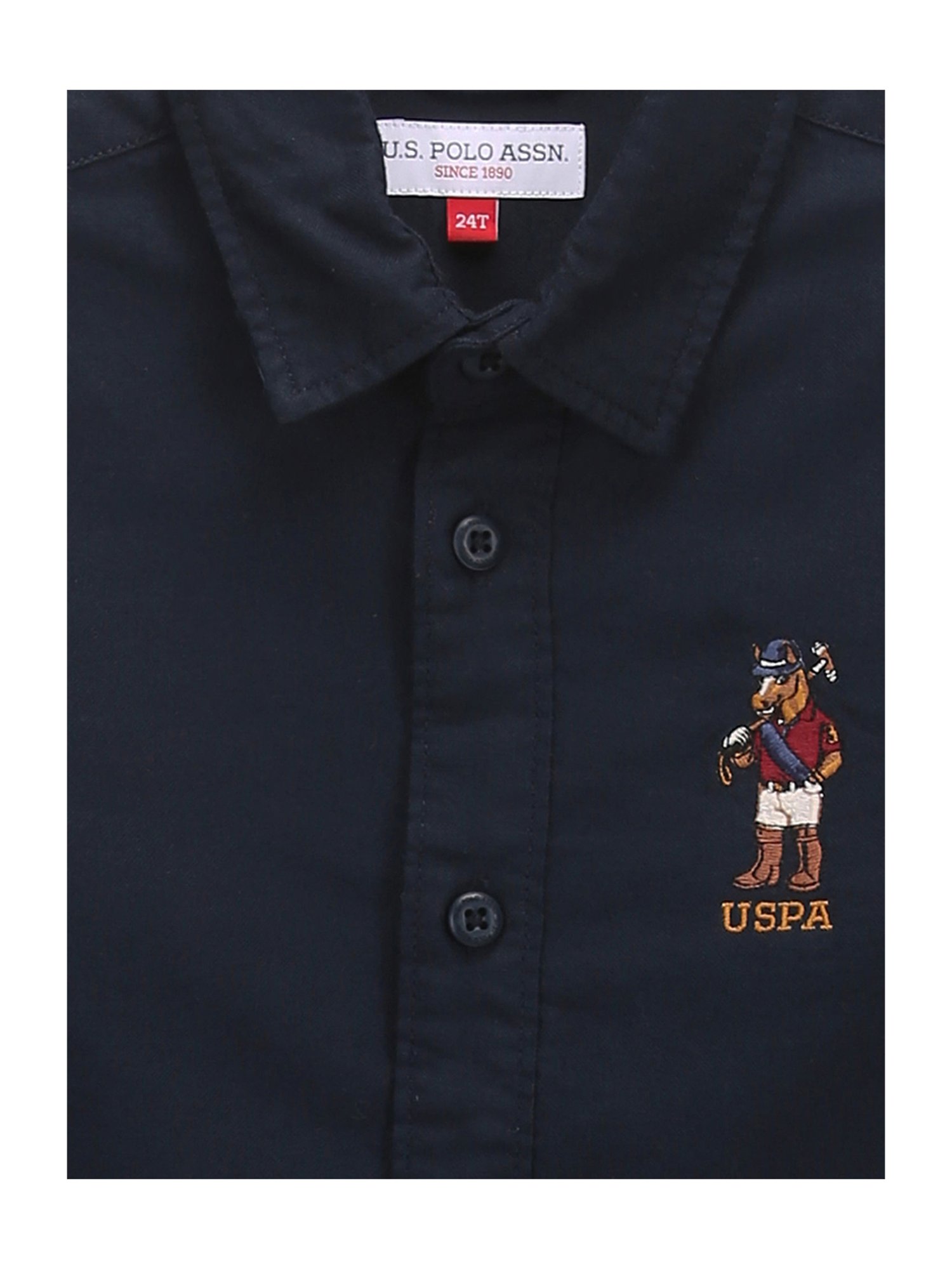 U.S. Polo Assn. Kids Navy Solid Full Sleeves Shirt