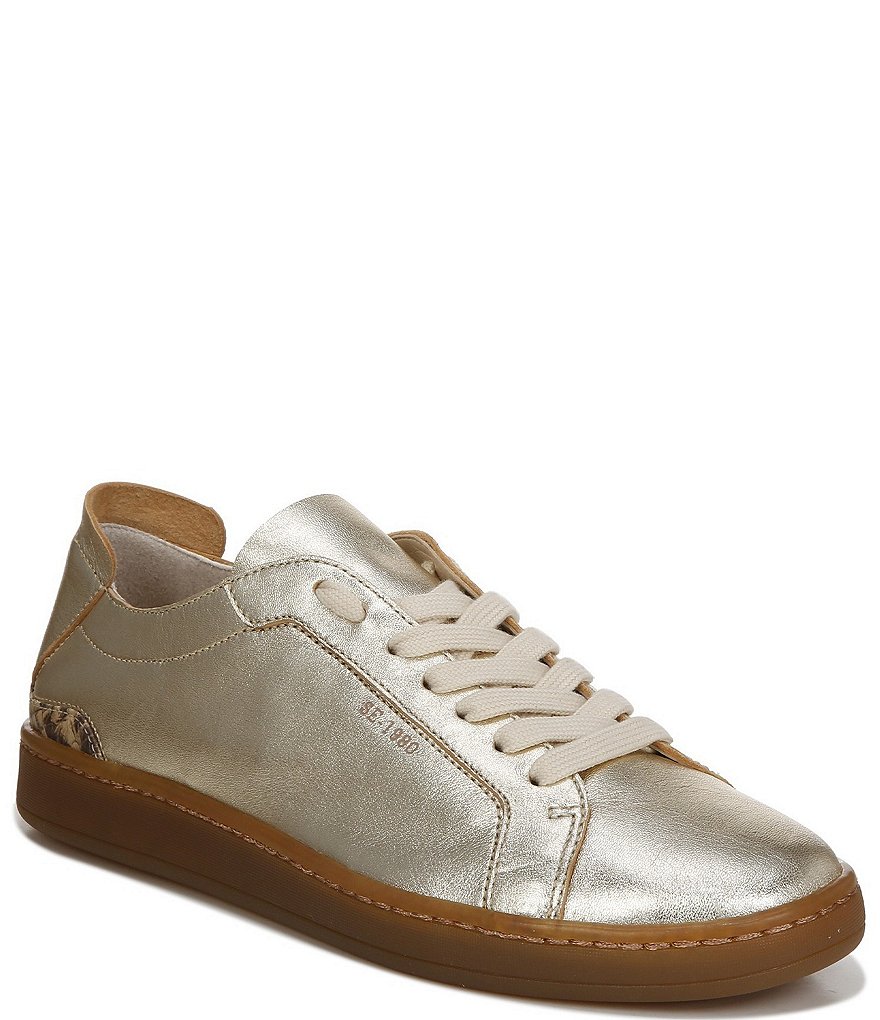 Sam Edelman Jayme Metallic Leather Snake Print Detail Lace-Up Sneakers