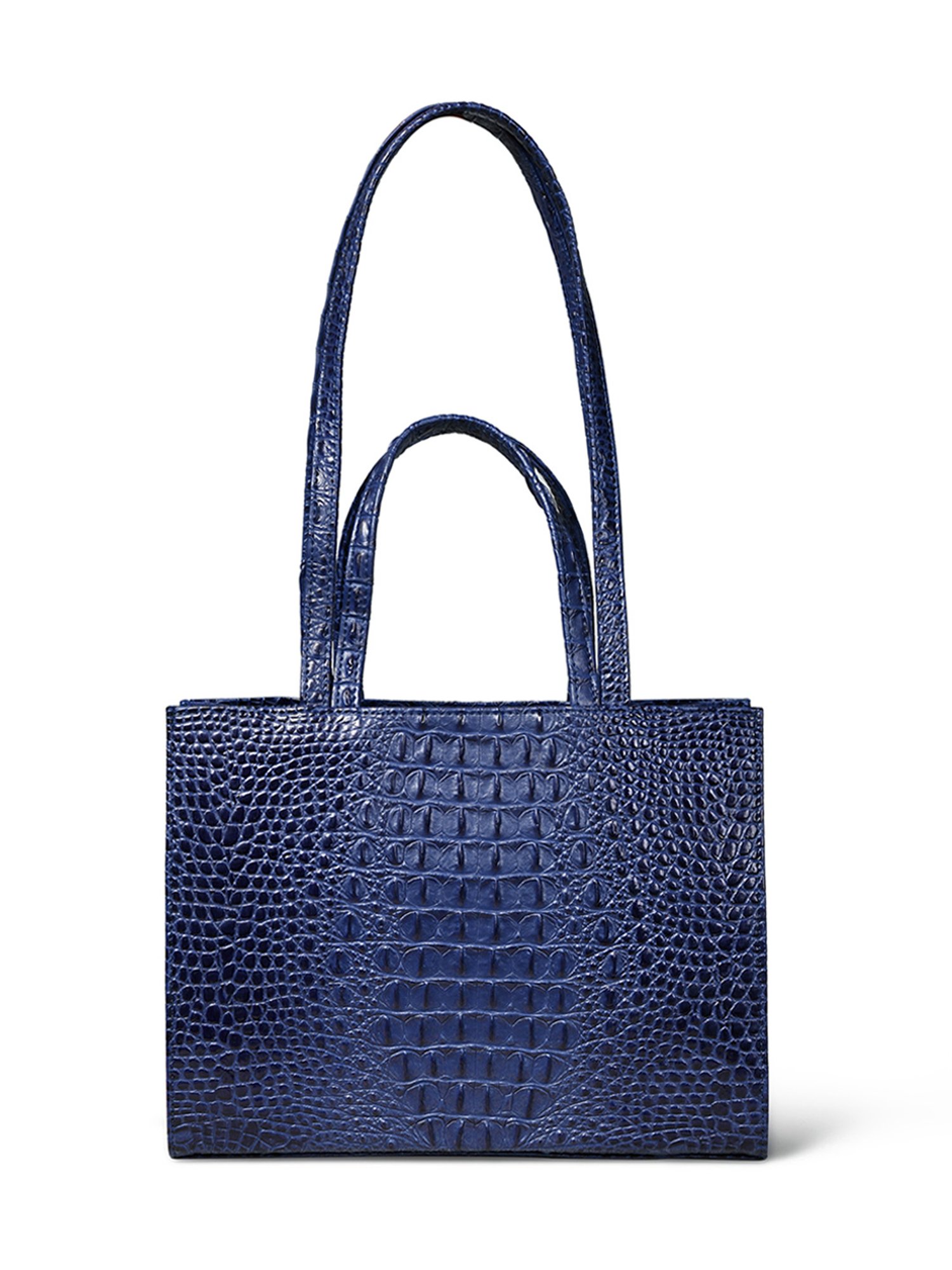 PELLE LUXUR Navy Blue Animal Effect Medium Handheld Handbag