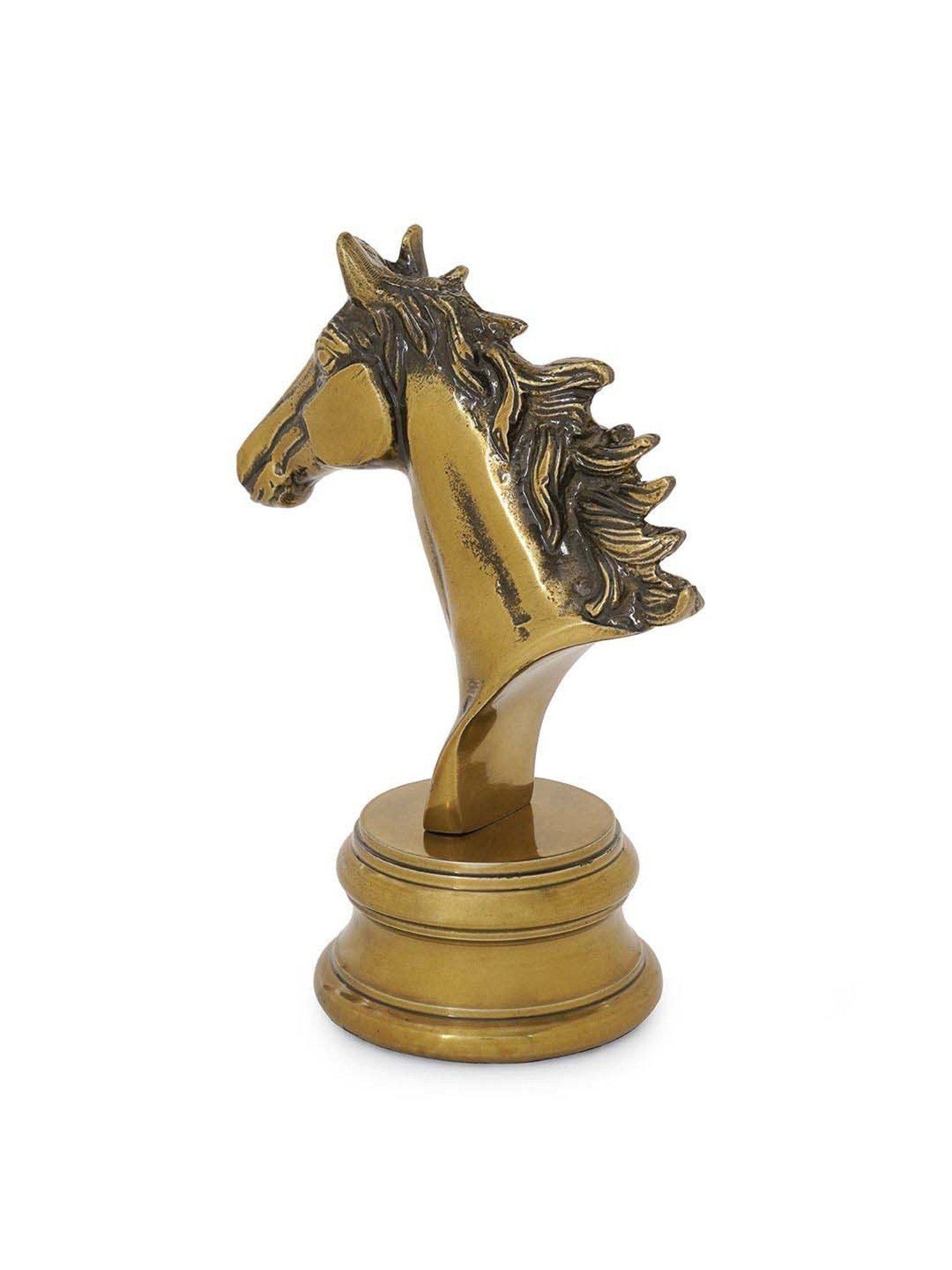 Pure Home and Living Gold Aluminium Decorative Horse Head With Base