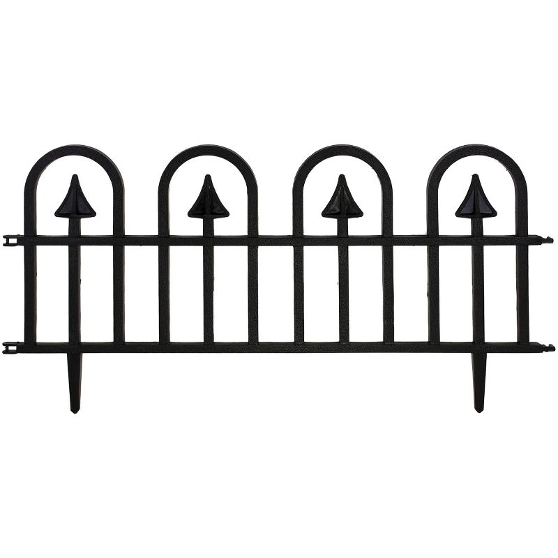 15.5" Deluxe Wrought Iron Fence Border - 10 Pc - Black - Emsco