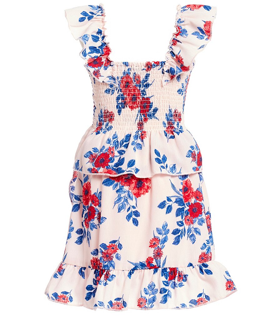 Zunie Big Girls 7-16 Flutter-Sleeve Floral Top & Wrap Skirt Matching Set