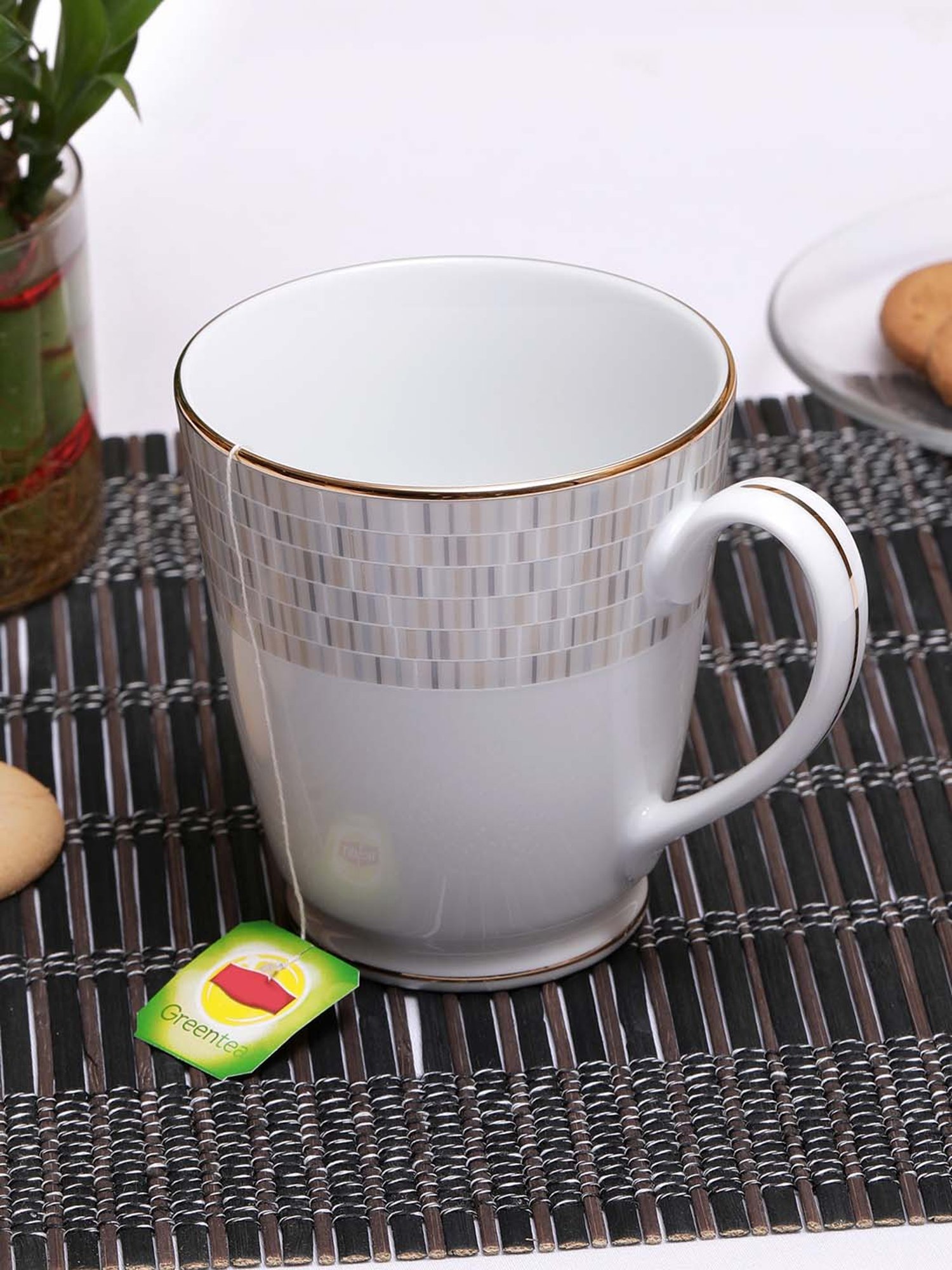 NORITAKE Hearth Off-White & Brown Porcelain VILLE DE LUMIERE Milk Mug (0.37 L) - Set of 1