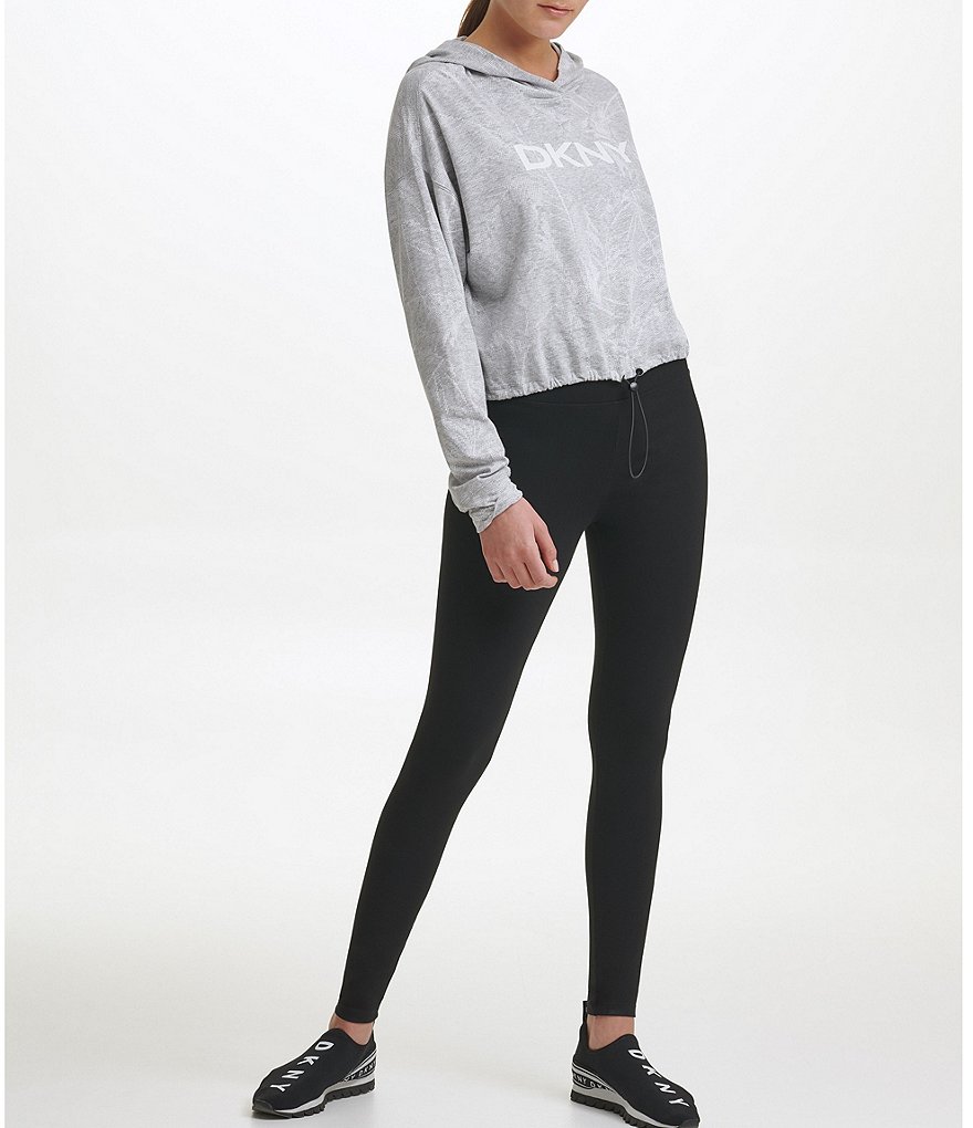 DKNY Sport Pixel Palm Cropped Hoodie Sweatshirt