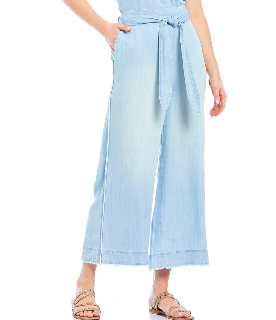 Cloth & Stone Belted High Waisted Wide Crop Pants