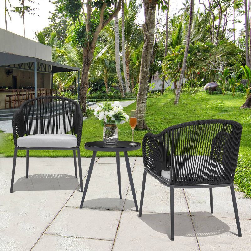 3pc Steel Bistro Set Gray - Nuu Garden
