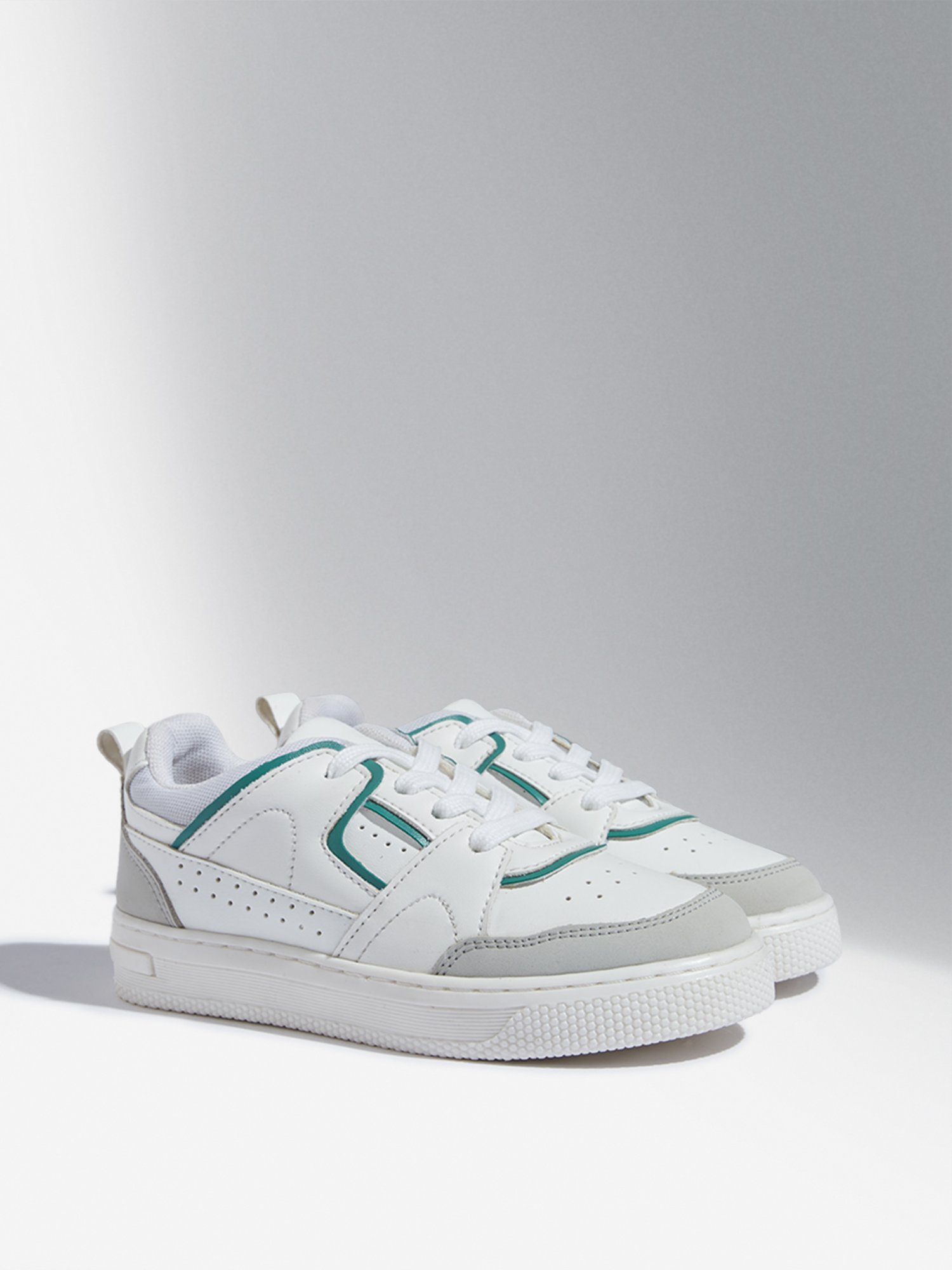 Yellow by Westside White Perforated Lace-Up Sneakers