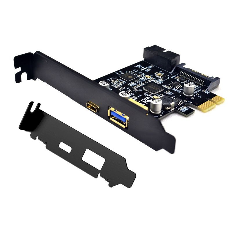 EnLabs PCIEU3ACS20 PCI-e to 4 Ports USB 3.1 GEN 1 (5Gbps)(USB Type-C +USB Type A  w/ Internal 19Pin USB 3.0 Dual Port)  PCI Express Card, Power by 15pin SATA w/ Full-Profile & Low-Profile Bracket