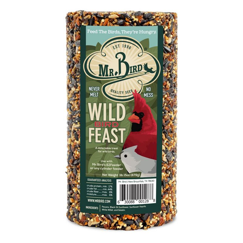Home & Garden 8.0" Wild Bird Feast Cylinder Pecans, Sunflower Mr Bird  -  Bird And Wildlife Food
