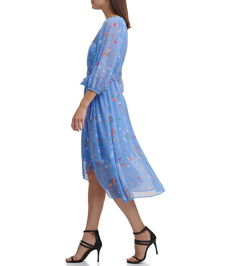 Tommy Hilfiger Paisley Chiffon Smocked Sleeveless Mock-Neck Midi A-Line Dress