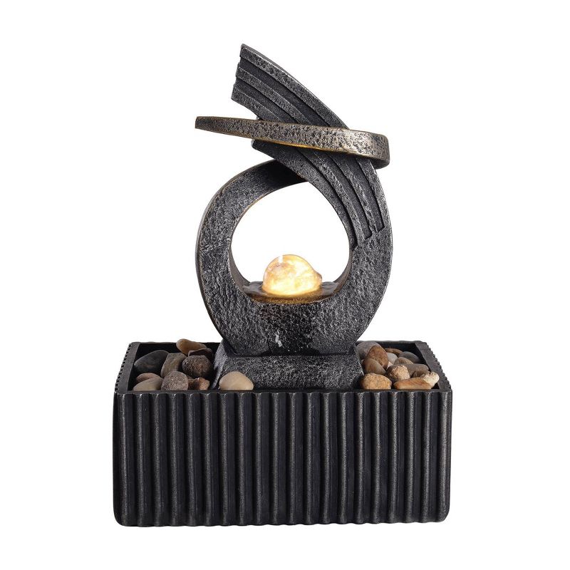 8" Tabletop Fountain with LED Lights Gray/Bronze - Peaktop