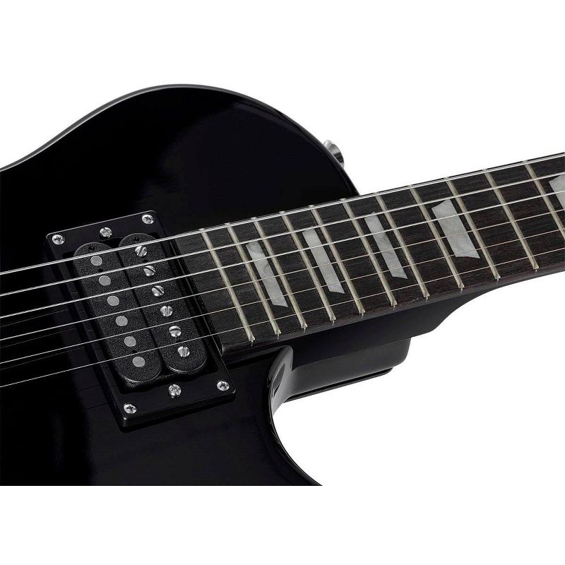 Monoprice 66 Classic V2 Black Electric Guitar with Gig Bag, Right, 6 Strings, Poplar Body, HH Pickups - Indio Series