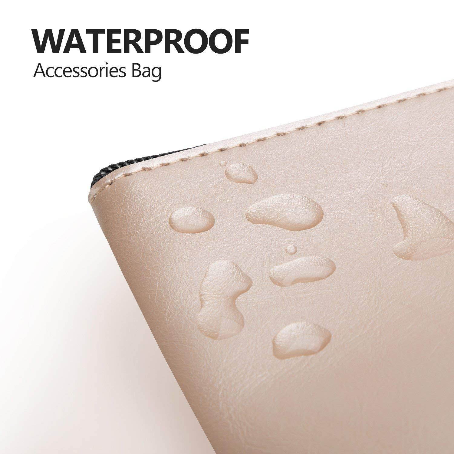 Ayotu PU Leather Lightweight Waterproof Portable Storage Pouch Bag Case Accessories Organizer, Electronics Accessory Travel Organize Case, Cable Management Hard Drive Bag - Gold