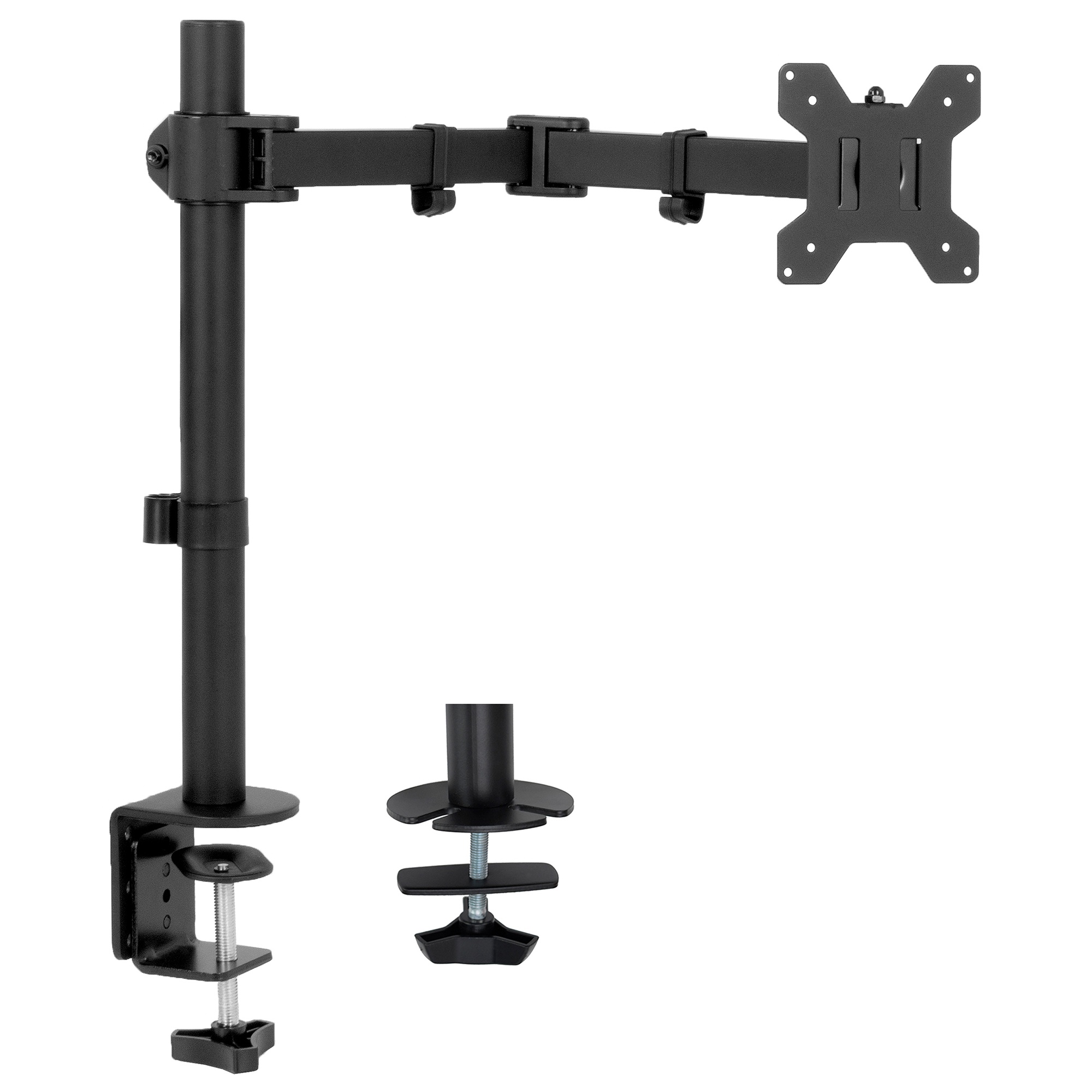 VIVO Full Motion Single VESA Monitor Desk Mount Stand with Double Center Arm Joint | For 13" to 32" Screen (STAND-V101D)