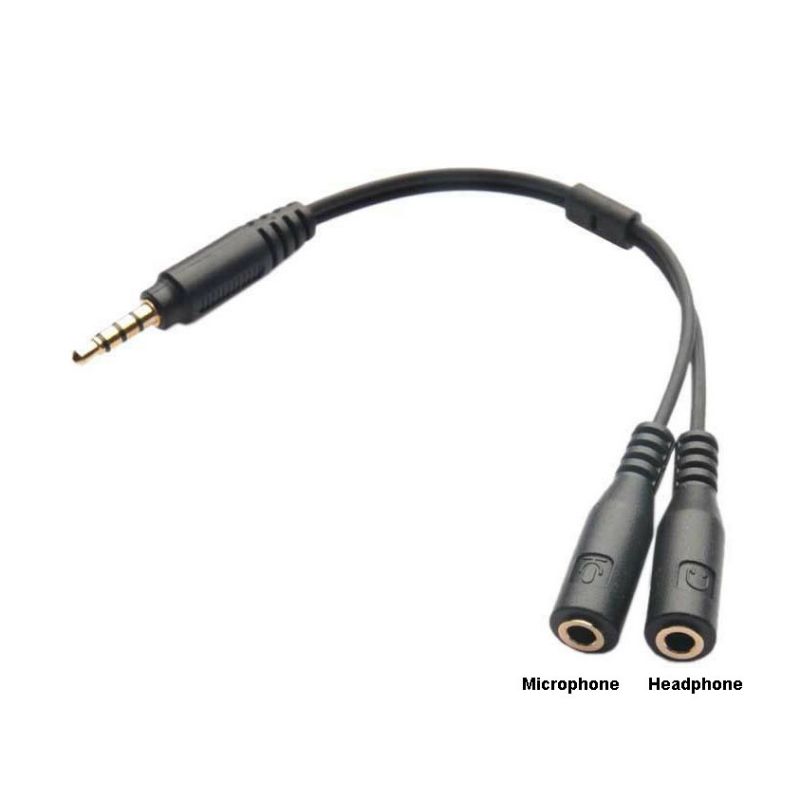 3.5mm Stereo Audio Male to 2 Female Headset Mic TRRS Y Splitter Cable Adapter for 3.5mm Headsets with Separate Headphone Microphone Plugs M/F