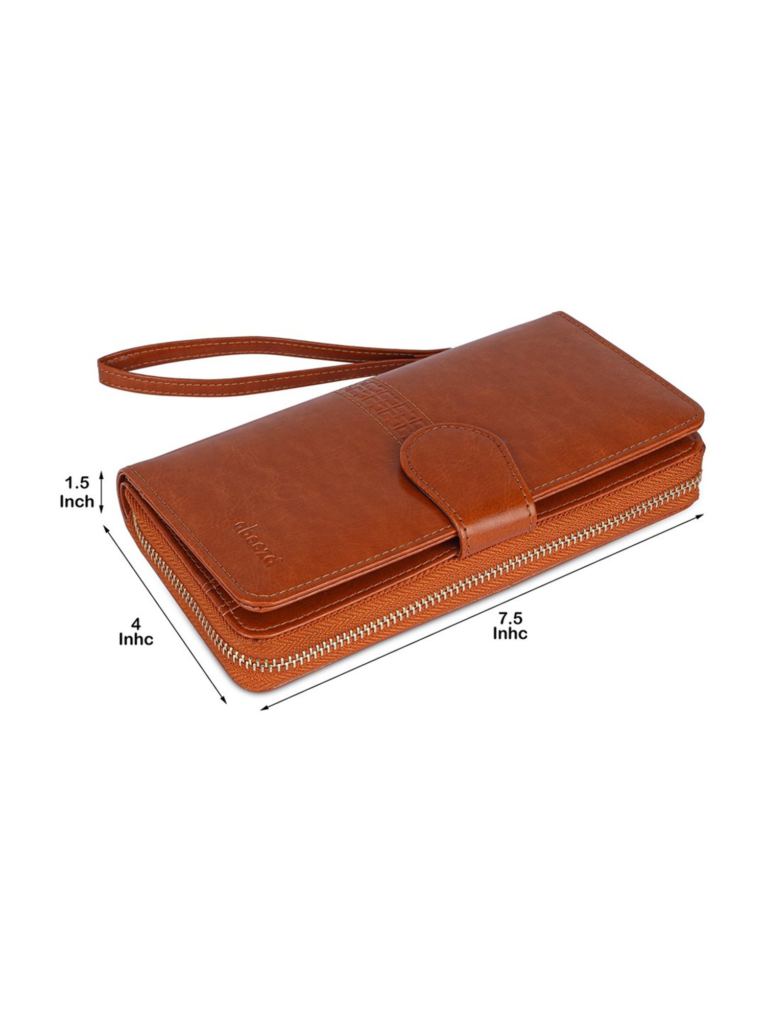 Abeeza Tan Solid Zip Around Wallet for Women