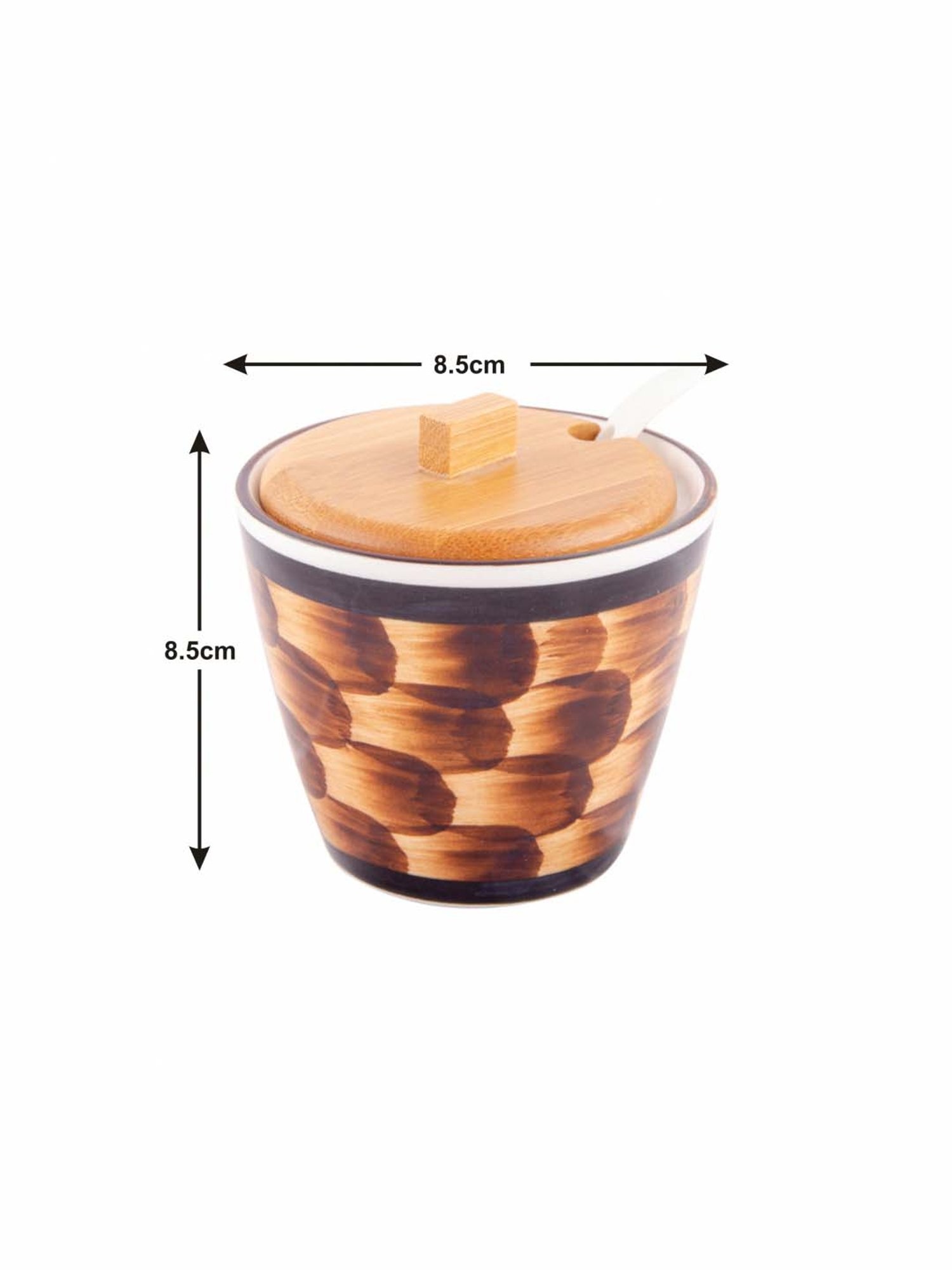 White Gold Brown Stoneware Storage Jars (200 ml) - Set of 2