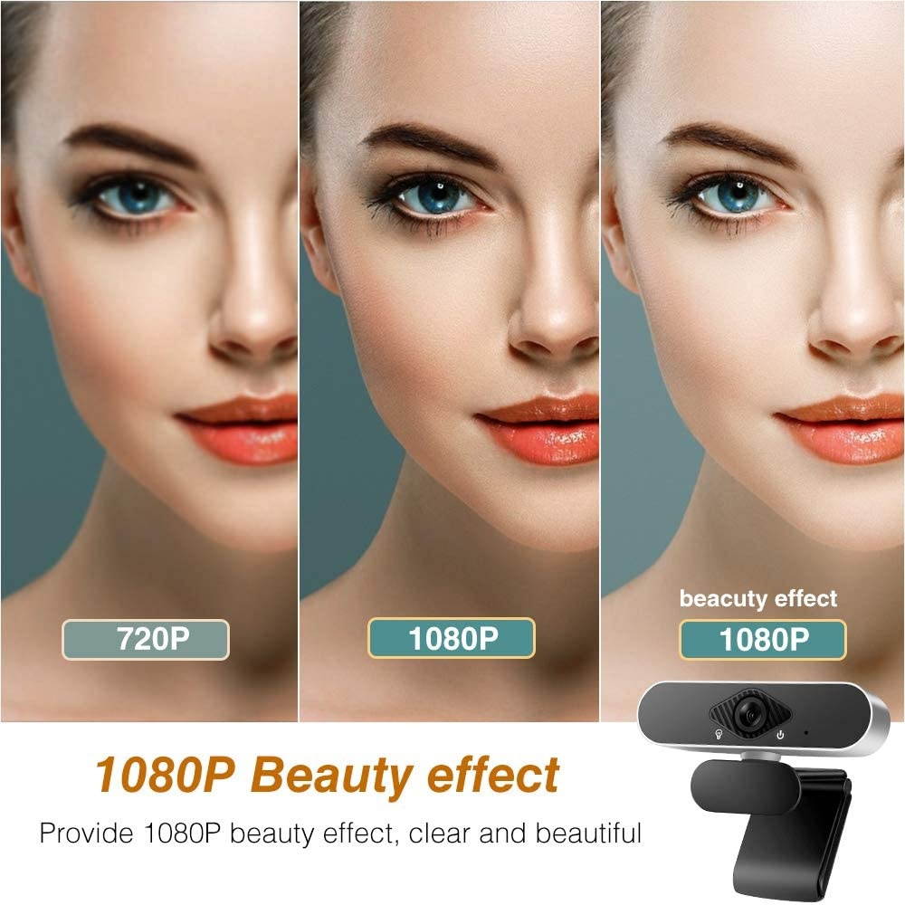 Webcam with Microphone,1080P USB Computer Webcam with Beauty Function[ Plug and Play 30fps],for Pc Video Conferencing/Caling/Gaming,Laptop/Desktop/Mac/Skype/Youtobe/Zoom/Facetime