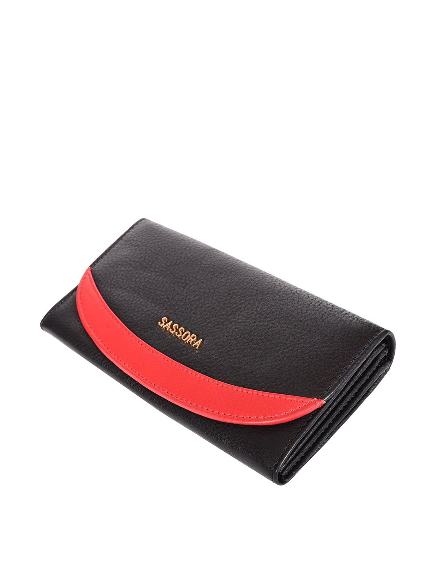 SASSORA Black & Red Solid Rfid Wallet for Women