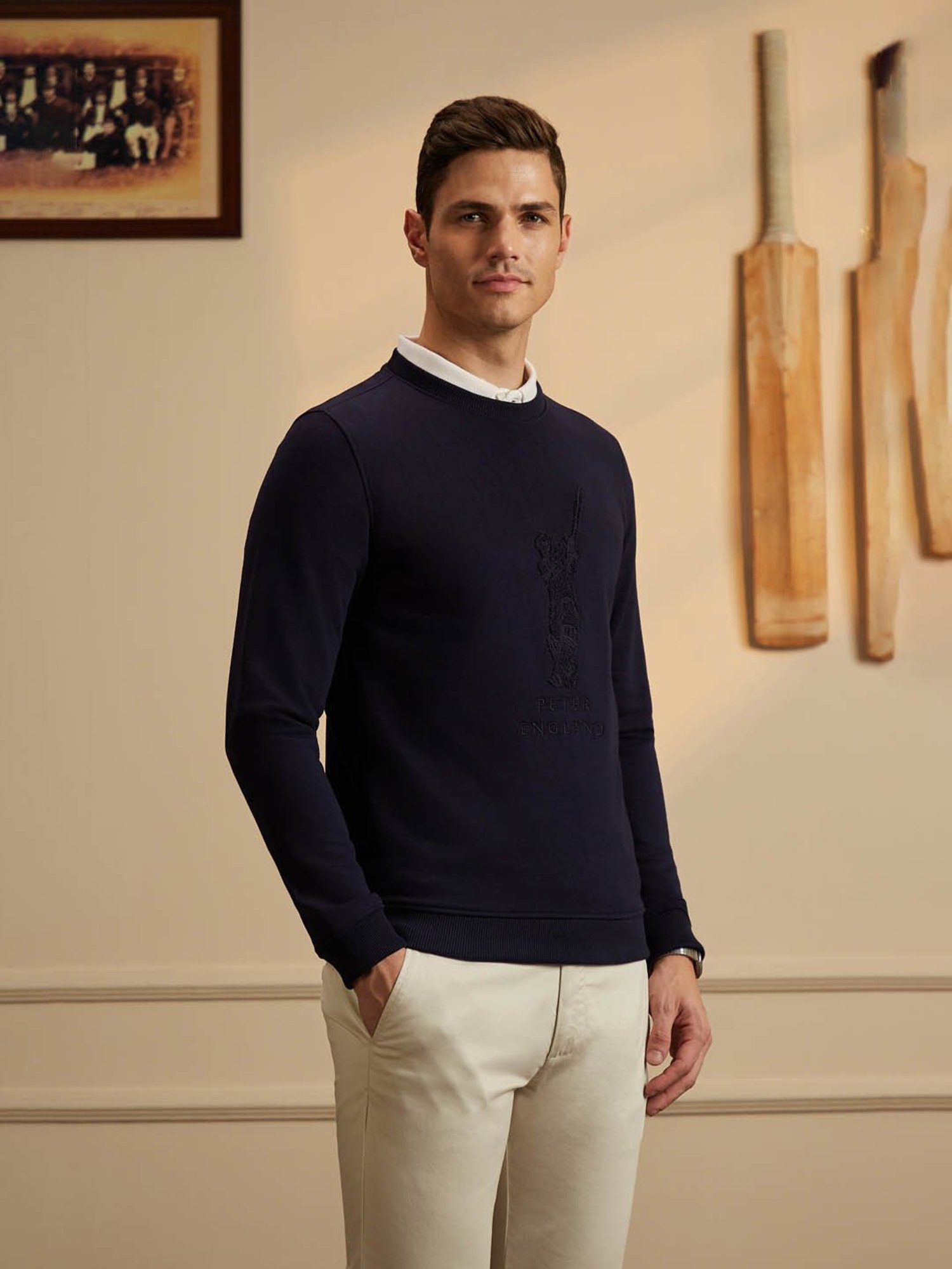 Peter England Casuals Navy Regular Fit Sweater