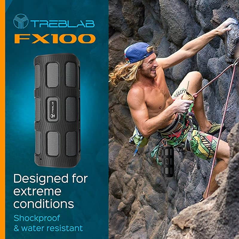 FX100 Extreme Bluetooth Speaker Loud Rugged for Outdoors Shockproof Waterproof IPX4 BuiltIn 7000mAh Power Bank HD Audio w Deep Bass Portable Wireless Blue Tooth Microphone Mic
