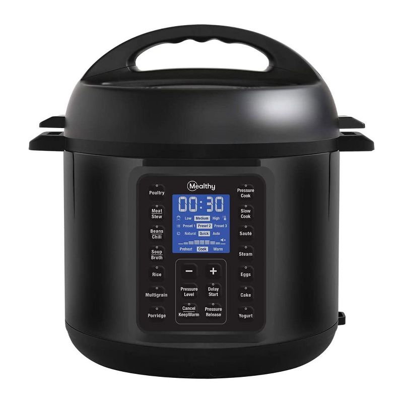 Mealthy MultiPot 2.0 6 Quart 9-in-1 Electric Pressure Cooker Slow Cooking with Programmable LCD Display, Self Sealing Lid, Accessories, and Utensils