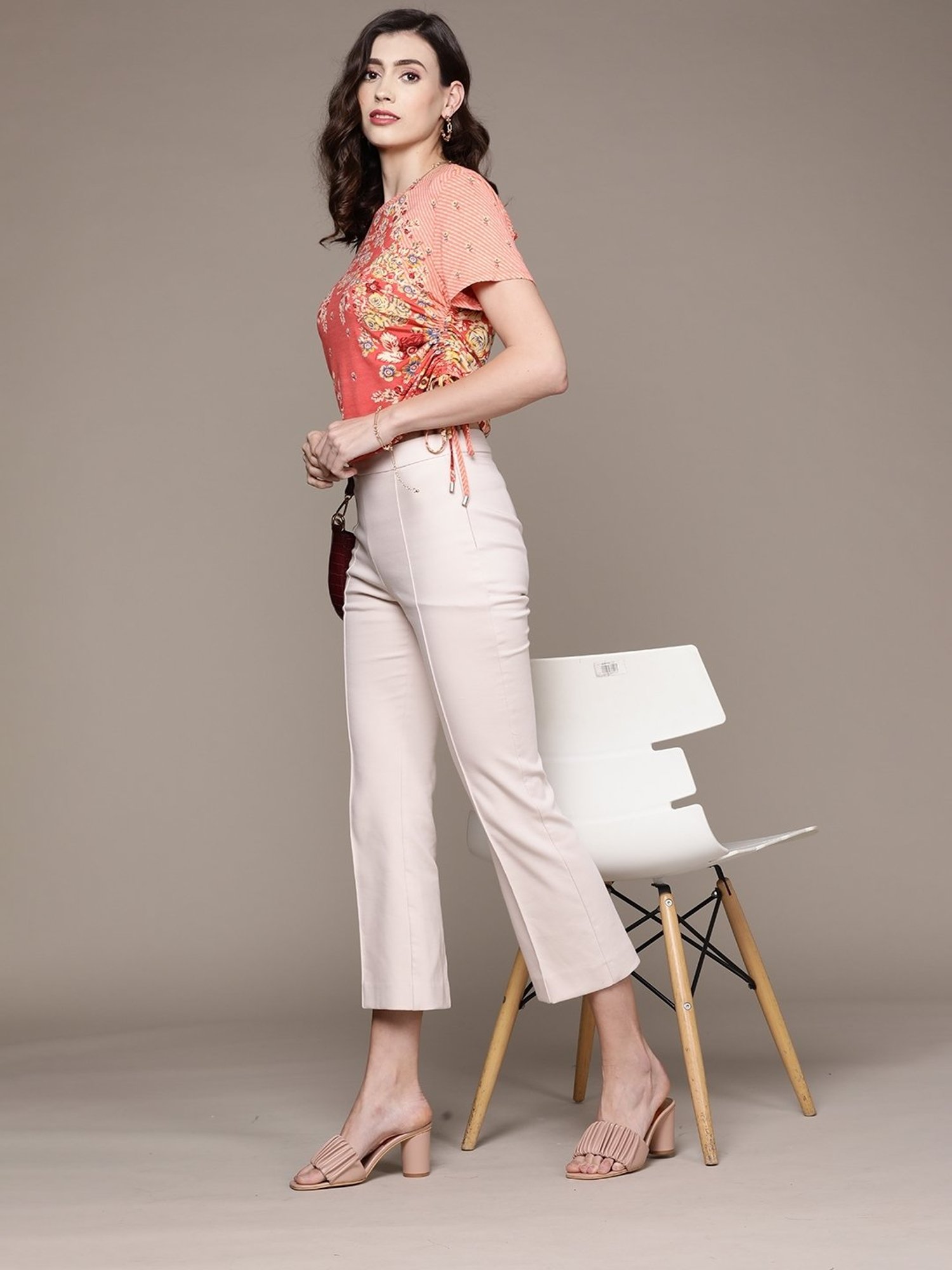 Label Ritu Kumar Pink Floral Crop Top