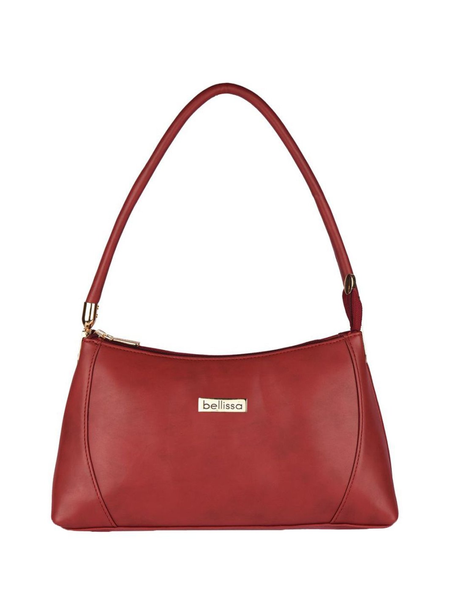 Bellissa Maroon Solid Medium Premium Shoulder Handbag