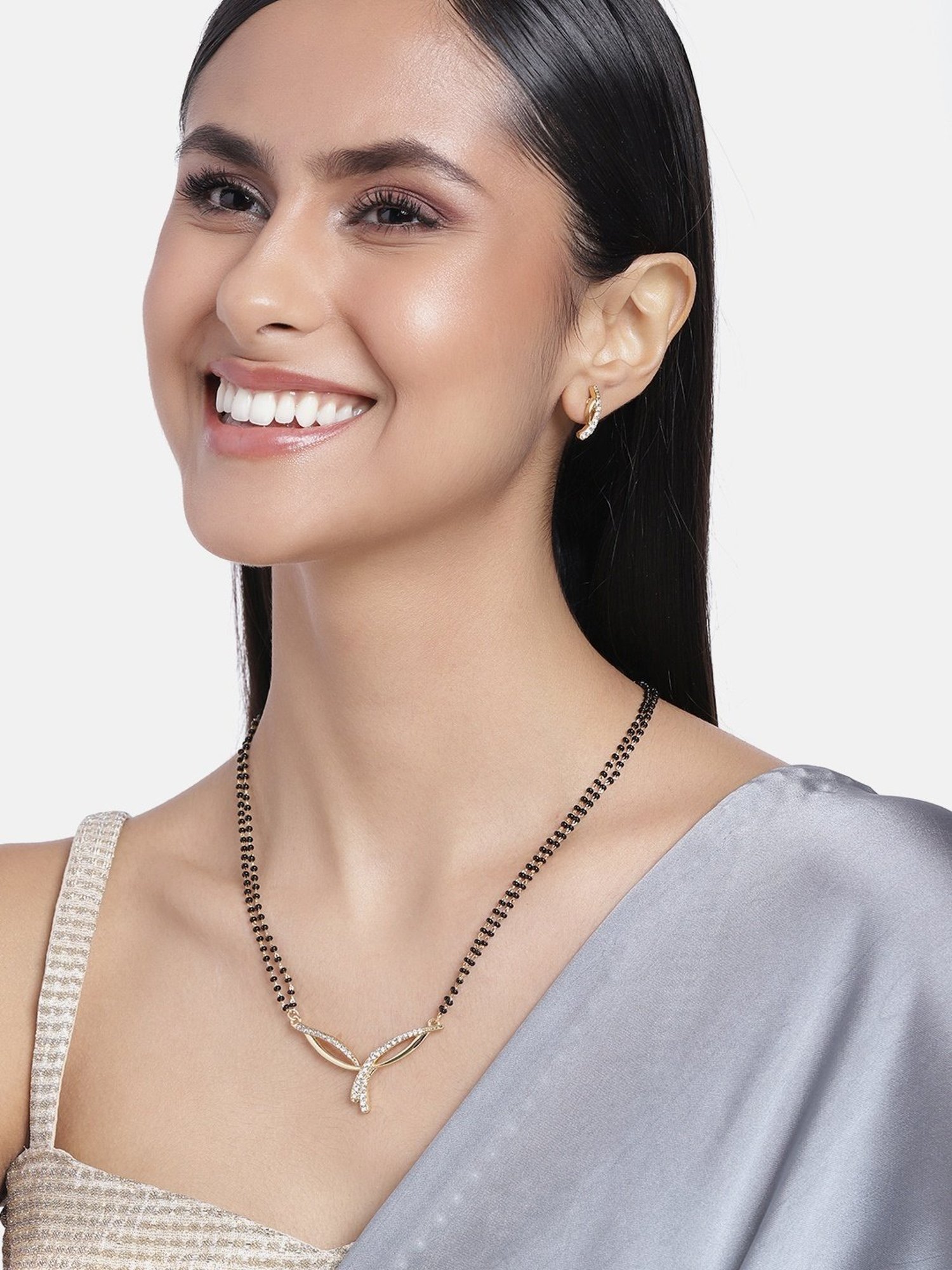 Estele Gold-Plated Classic Styled Mangalsutra Necklace Set for Women