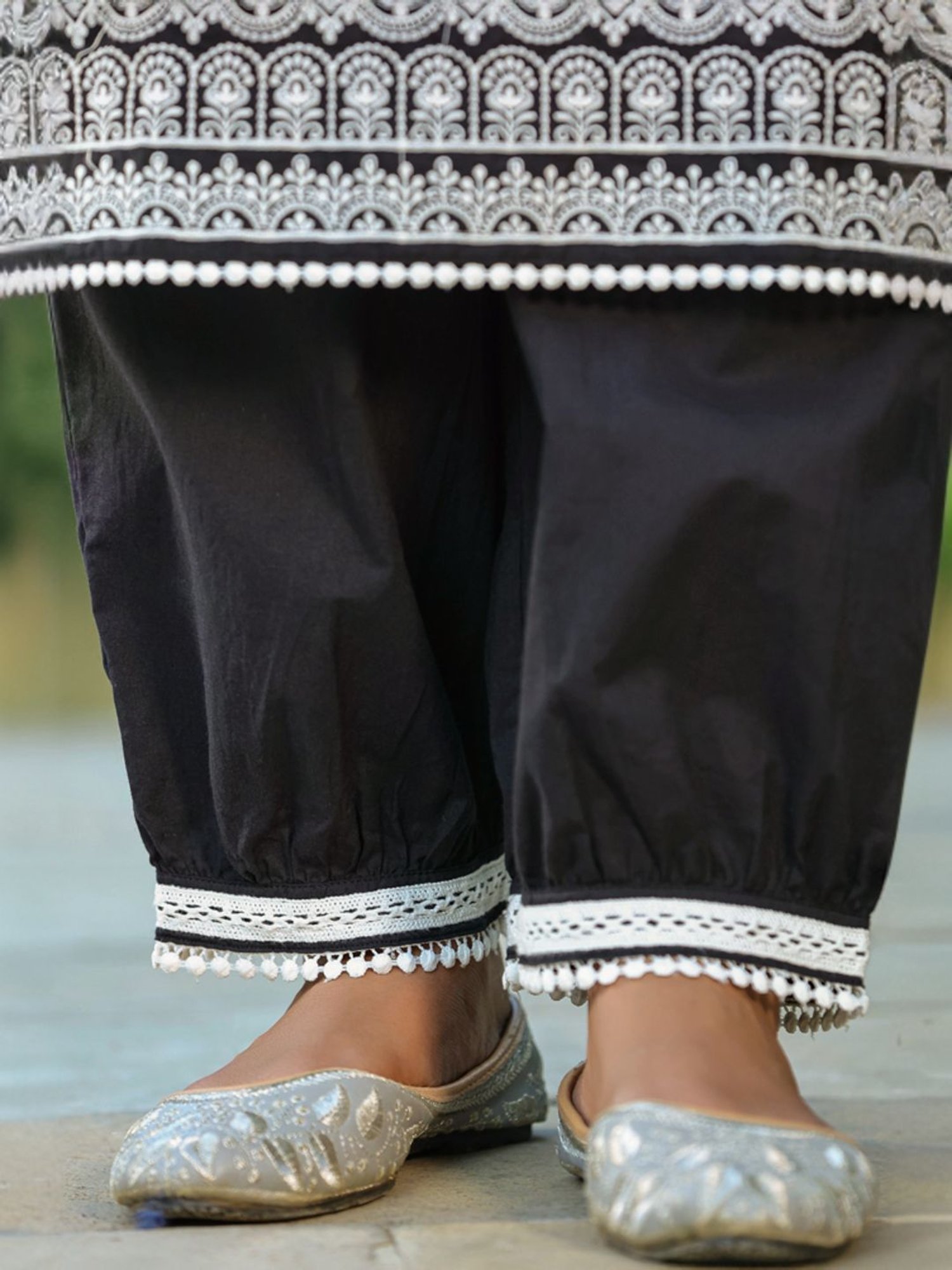 Ishin Black Embroidered Kurta & Pants Set with Dupatta