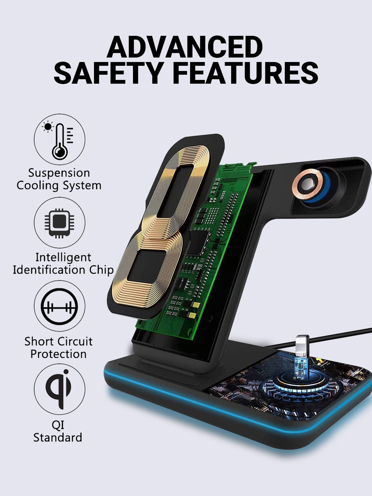 UNIGEN UNIDOCK 3-in-1 Fast 15W Wireless Charging Station (Black)