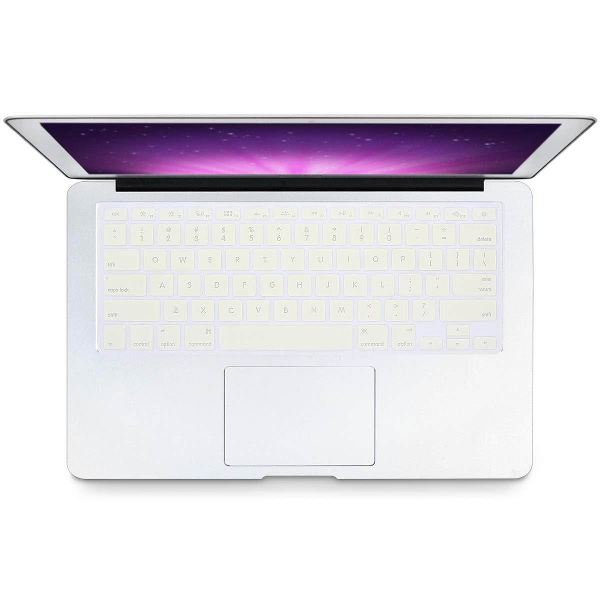 Premium MacBook Backlight Shine Through Cream White Silicone Keyboard Cover Protector for 2018/2017/2016 MacBook Pro 13 Inch A1708 No TouchBar&MacBook 12 Inch A1534 Hollow Out Keyboard Skin Film