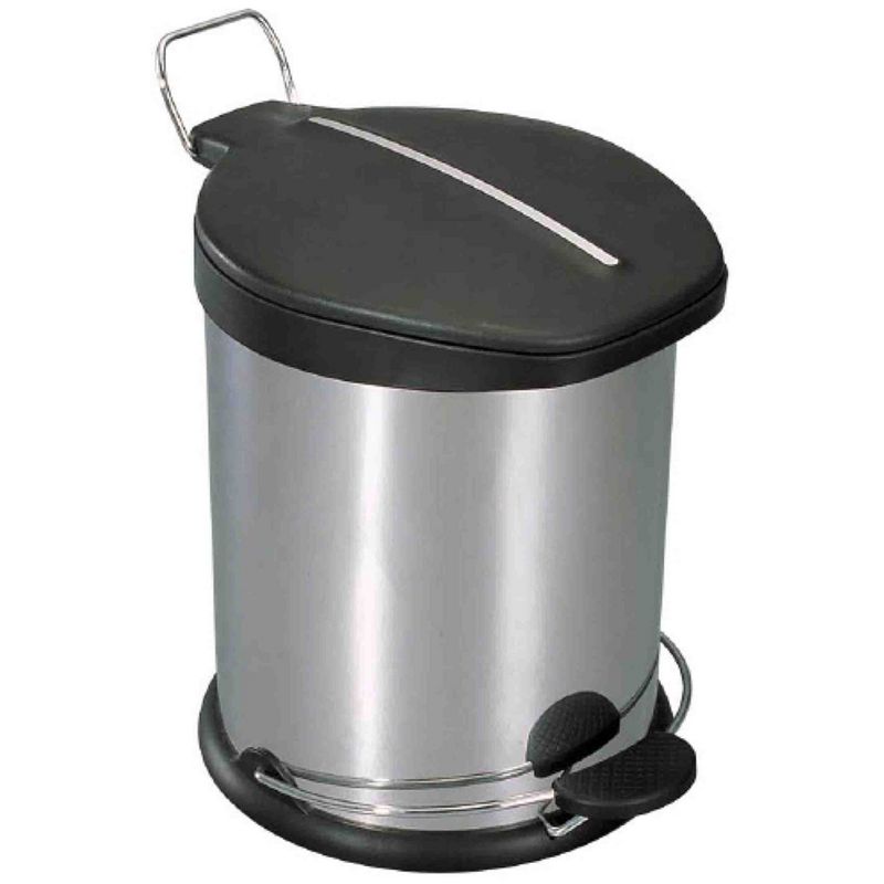 Home Basics 5 Liter Brushed Stainless Steel  with Plastic Top Waste Bin, Silver