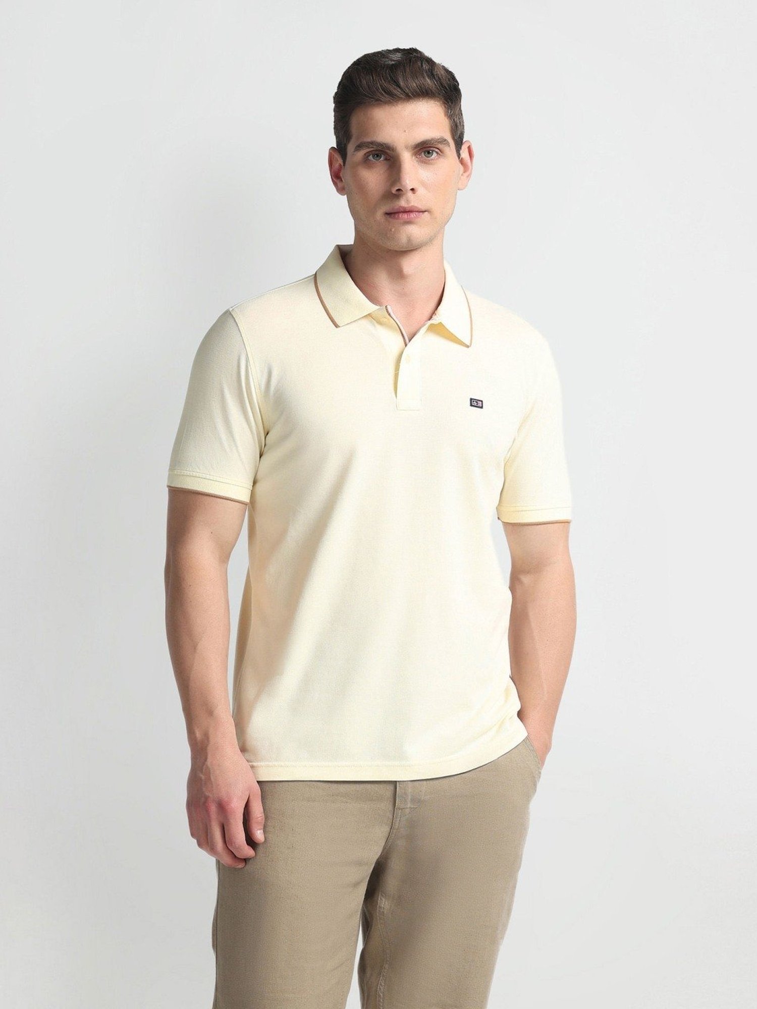 Arrow Sports White Cotton Regular Fit Polo T-Shirt